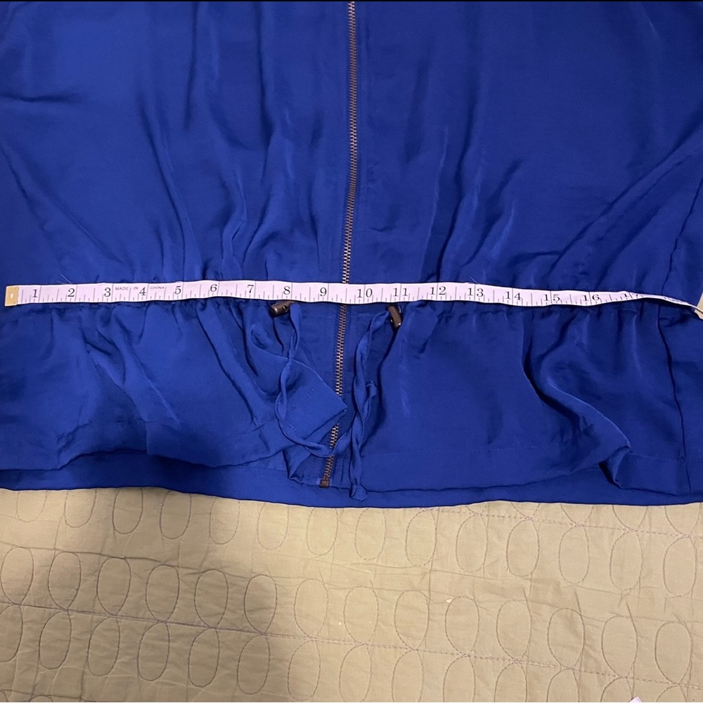 Ruby Rd. Blue Lightweight zip-up jacket with adjustable drawstring pull @ waist - Picture 15 of 15